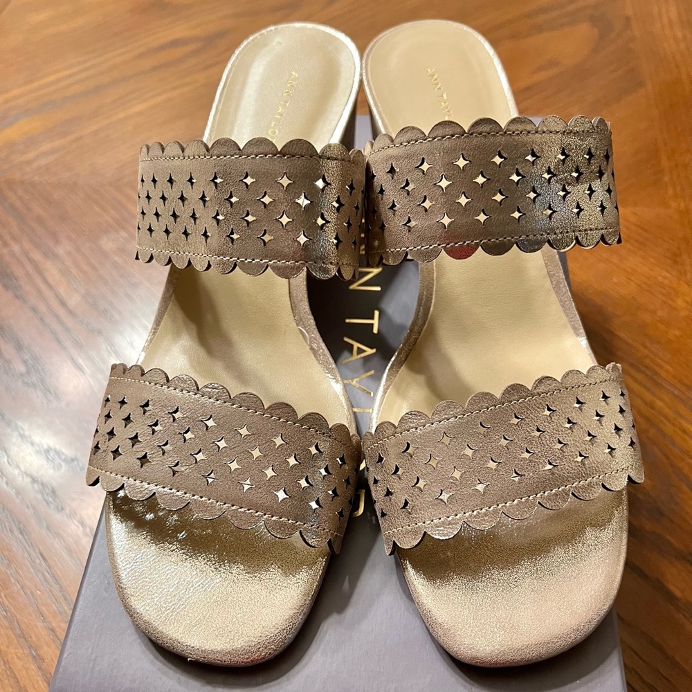 Ann Taylor Liv Perforated Block Heeled Sandals
